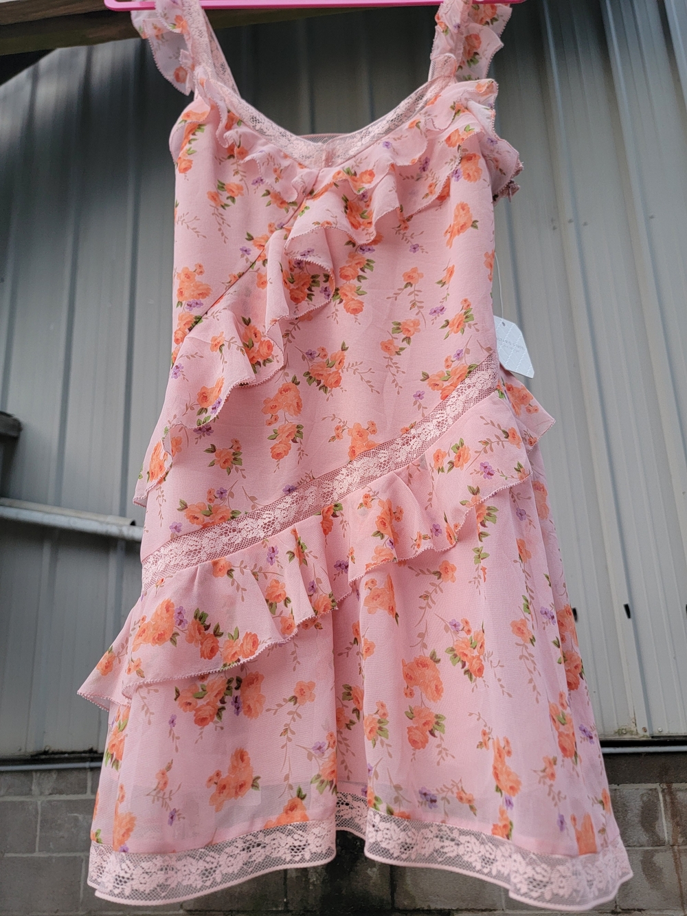 Altar'd State Bracia Floral Lace Ruffle Trim Mini Dress Small NWT